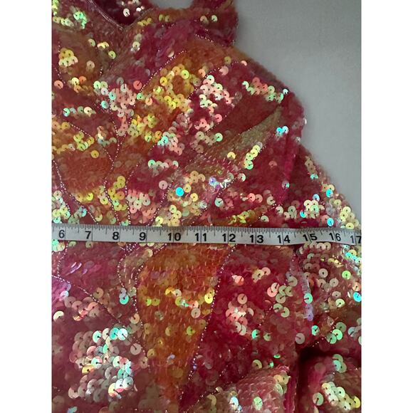 Vintage sequin beaded silk dress sz 6 - Picture 8 of 8